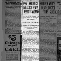 Ida Wells-Barnett speaks at conference about prevalence of lynching over past 25 years, 1909