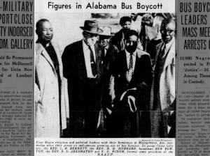 Picture of religious and political leaders after being arrested in connection to bus boycott