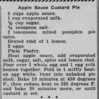 Apple Sauce Custard Pie (1939)