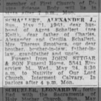 SCHALLERT, Alexander J. Obituary