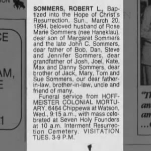 Obituary for ROBERT L SOMMERS