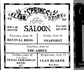 Clear Springs Store Saloon - Texas Armadillo Band