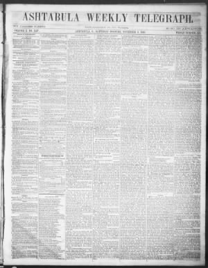 Ashtabula Weekly Telegraph from Ashtabula, Ohio • Page 1