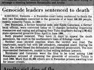 First two Rwandans are convicted of genocide and sentenced to death