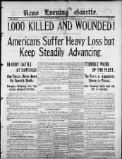 Front page news about the Battle of San Juan Hill on July 1, 1898, during Spanish-American War