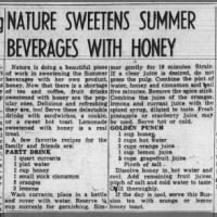 2 Beverage Recipes Sweetened with Honey (1943)
