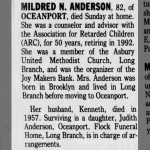 Obituary for MILDRED N. ANDERSON (Aged 82)