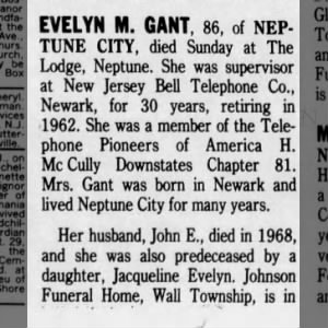 Obituary for EVELYN M. GANT
