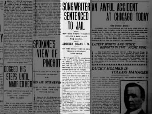 IWW Spokane Free Speech Fight of 1909-1910: Songwriter Sentence=Richard Brazier