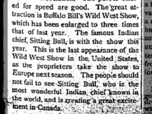 Sitting Bull joins Buffalo Bill's Wild West Show in 1885