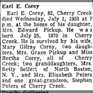 Earl E. Corey death