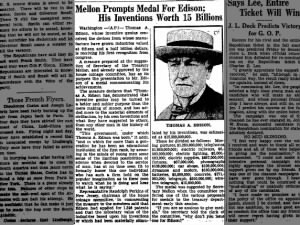 Thomas Edison to receive medal for his contributions