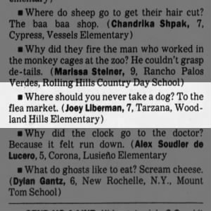 "Where should you never take a dog? To the flea market" (1998).