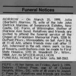 Obituary for Julia MORROW (Aged 78)