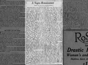 Article discussing renaissance of Black culture in 1925