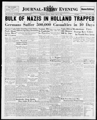 The News Journal from Wilmington, Delaware on April 9, 1945 · Page 1
