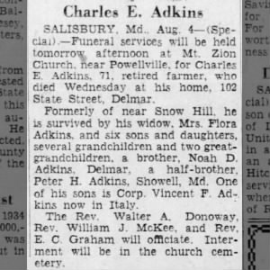 Obituary for Charles E. Atlkins (Aged 71)