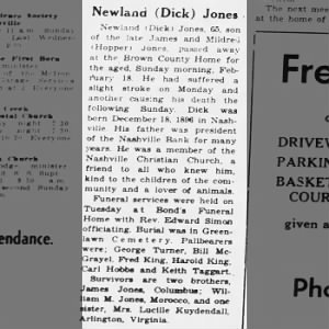 Obituary for Newland Jones
