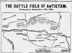 Map of the Antietam battlefield published less than a week after the battle