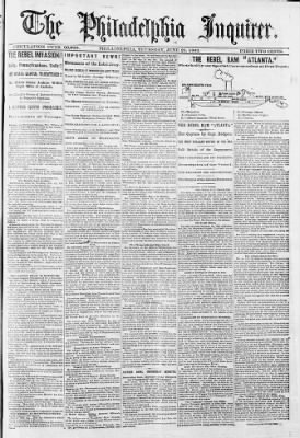 The Philadelphia Inquirer from Philadelphia, Pennsylvania on June 25, 1863 · Page 1