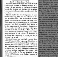 Obituary for a North Carolina soldier who died from wounds after Battle of Antietam (Sharpsburg)