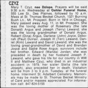 Obituary for Mary T. CZYZ