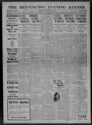 Bennington Banner from Bennington, Vermont on June 6, 1919 · Page 1