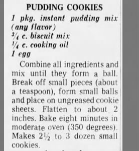 Recipe: Pudding cookies (1966)
