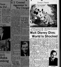Walt Disney dies