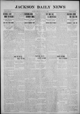 Jackson Daily News from Jackson, Mississippi on October 17, 1909 · Page 1