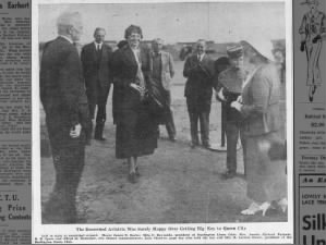Amelia Earhart pictured after receiving the key to Burlington, Vermont, in 1934
