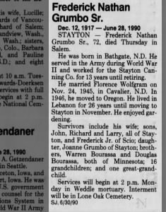 Obituary for Frederick Nathan Grumbo (Aged 72)