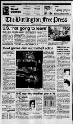 The Burlington Free Press from Burlington, Vermont on January 2, 1993 · Page 1