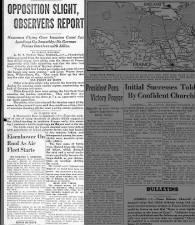Newspaper articles report that the invasion of Normandy beaches is going smoothly