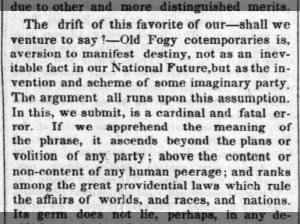 Excerpt from newspaper editorial proposing that Manifest Destiny is not tied to party politics