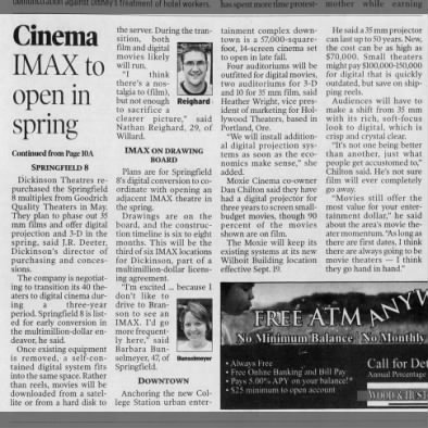 Springfield 8 cinemas bought back by Dickinson theatres.