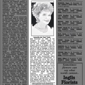Obituary for Samantha aka Turby (Aged 87)