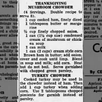 Thanksgiving Mushroom Chowder (1953)