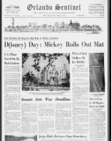 Newspaper front page coverage from October 1, 1971, Disney World's opening day