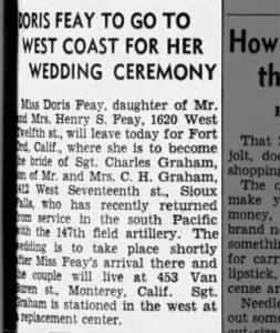 Doris Feay and Charley Graham wedding