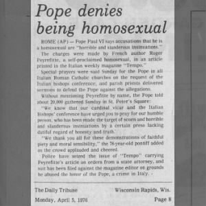 Paul VI denies being homosexual