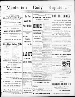 The Manhattan Mercury from Manhattan, Kansas on March 27, 1889 · Page 1