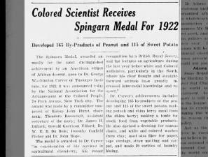George Washington Carver is awarded Spingarn Medal by the NAACP