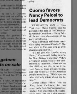 Mario Cuomo endorses Pelosi for DNC chair