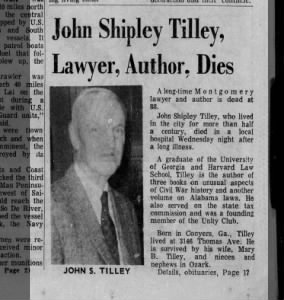John Shipley Tilley, Lawyer, Author, Dies