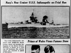 New U.S. Navy battle cruiser USS Indianapolis performs trial run off Rockland, ME, in Nov 1932