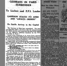 Germans in Paris surrender to Leclerc and FFI, de Gaulle arrives, makes speech, August 1944
