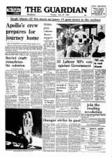 British front page newspaper coverage of the Apollo 11 moon landing