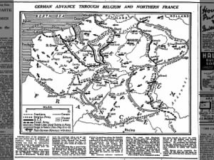 Map of the German advance through Belgium and Northern France in May 1940