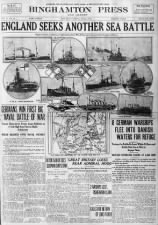 U.S. newspaper covers Battle of Jutland and includes photos of some of the ships involved